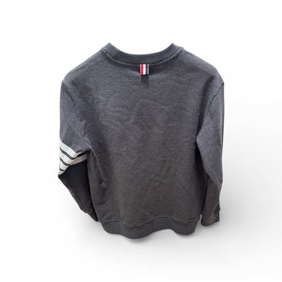 Vintage 2000’s Four striped Sleeve Thome Browne Charcoal Crewneck Sweatshirt - Picture 2 of 8